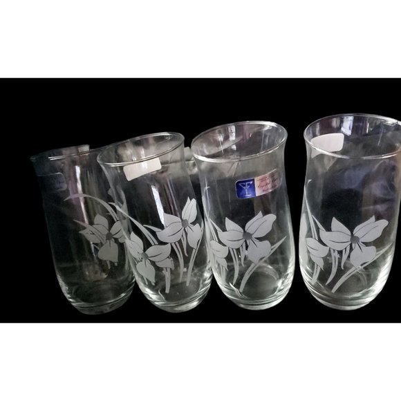 Vintage Set NWT Handblown Turkish Glass Pitcher and Four Drinking Glasses Floral - Picture 3 of 9